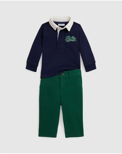 Polo Ralph Lauren - Logo Cotton Rugby Shirt & Chino Pants Set - Babies