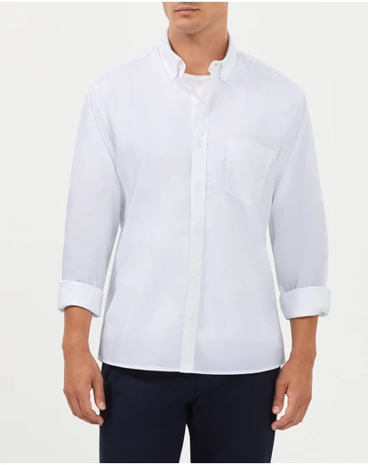 Van Heusen - Washed Sateen Twill Casual Shirt