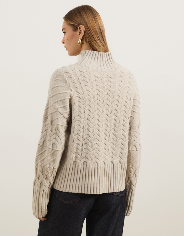 Atmos&Here - Orla Funnel Neck Chunky Cable Knit Jumper