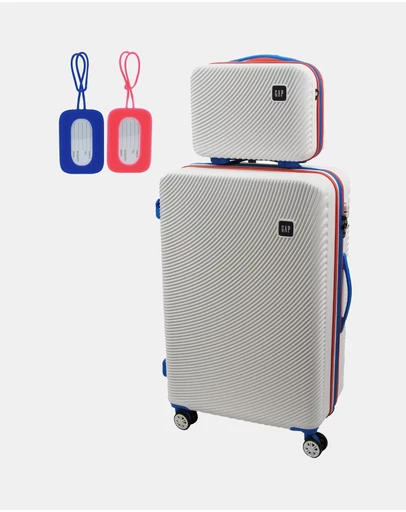 GAP - GAP Stripe Large Hard Shell with Mini Beauty Case Set + Leather Tag