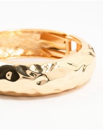 Lovisa - Gold Plated Hammered Wide Bangle