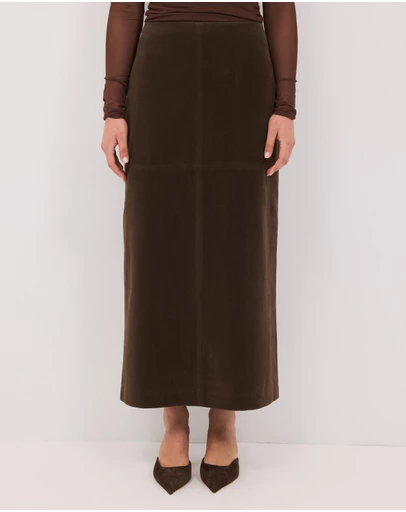 Calli - Maslow Faux Suede Midi Skirt