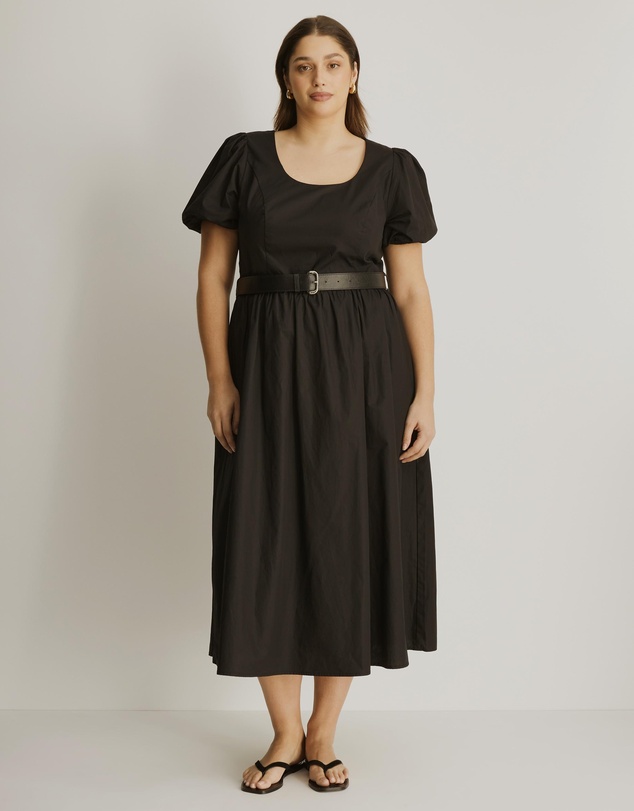 Atmos&Here Curvy - Mia Belted Poplin Maxi Dress