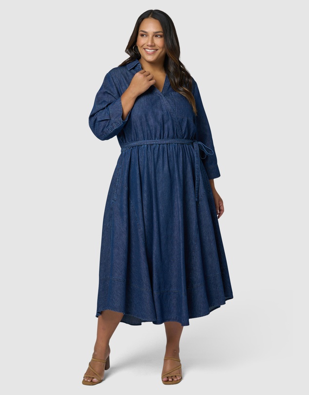 Indigo Tonic - Thalia Chambray Wrap Midi Dress