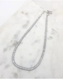 The White Collection - Sidney Necklace - Baguette Silver Bridal Necklace