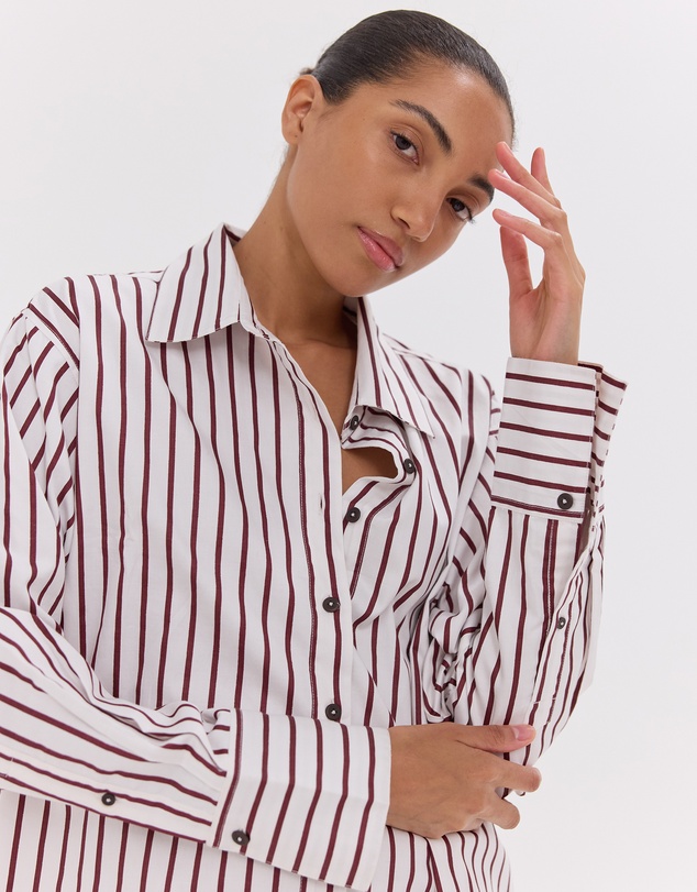 Cloth & Co. - The Dropped Yoke Shirt | Mahogany & White
