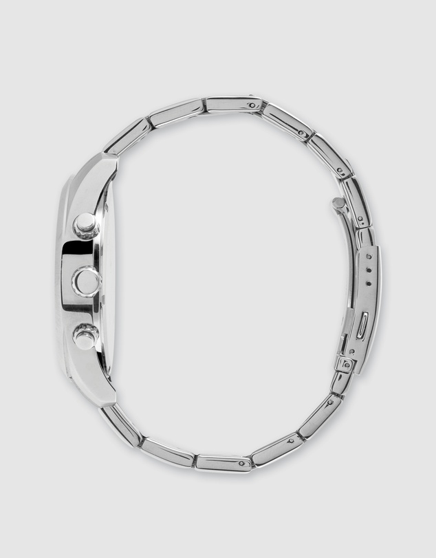 Maxum - Lansdowne Multifunction Chrono Silver Tone Case & Bracelet With Black Dial