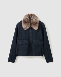 M.N.G - Denim Jacket With Fur Collar