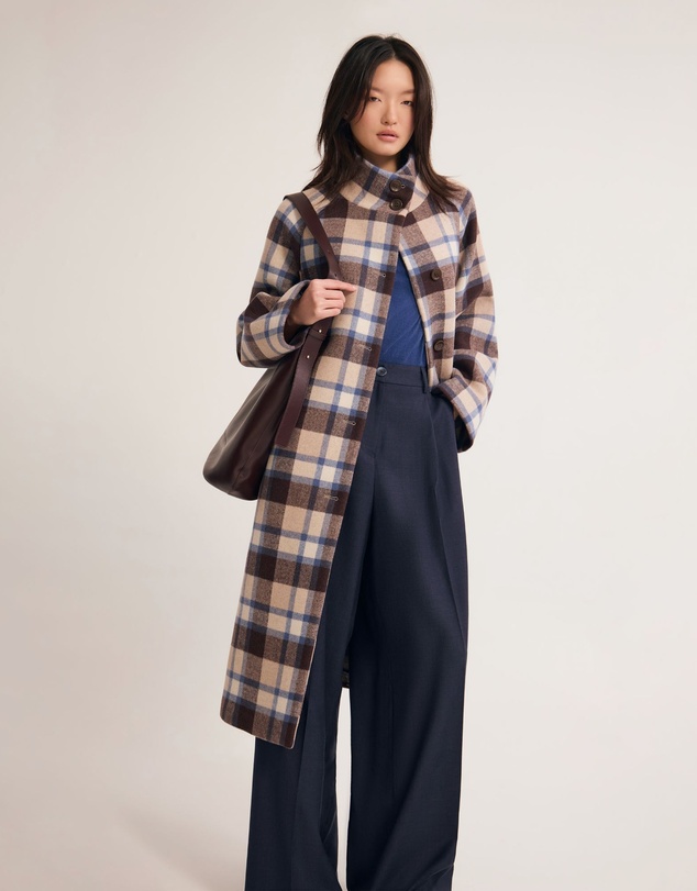 Oxford - Edi Checked Funnel Collar Coat