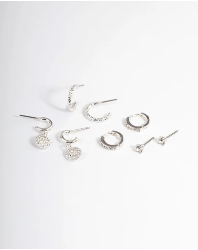 Lovisa - Silver Molten Disc Earrings 4-Pack