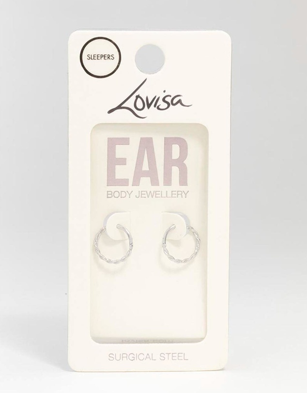 Lovisa - Surgical Steel Twisted Sleeper Hoop Earrings 10MM
