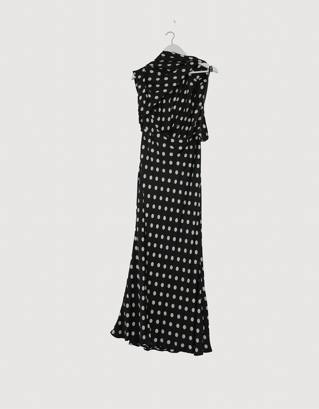 Revibe - Repaired BY JOHNNY. Dove Drape Polka Ankle Dress - AU 12