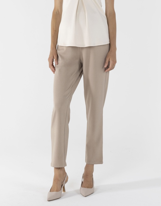 Angel Maternity - Donna High Waist Maternity Work Pants in Beige