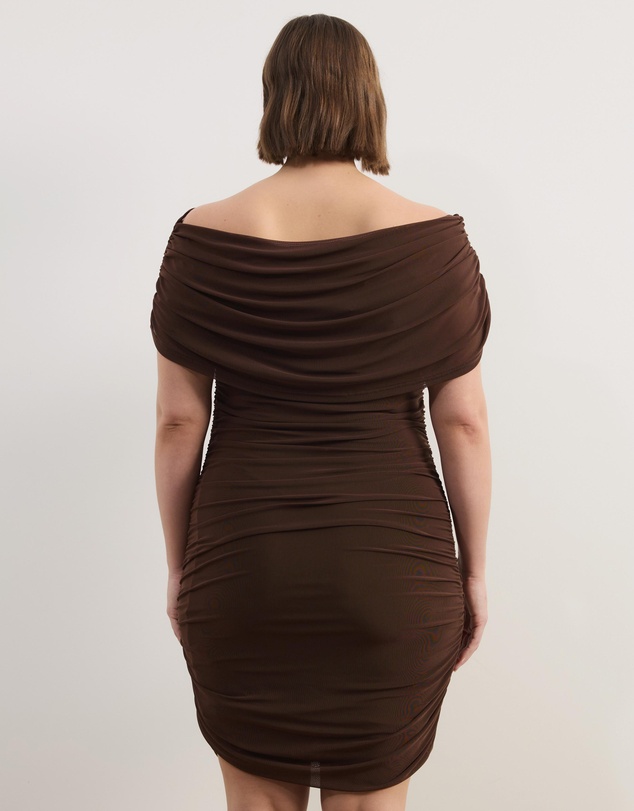Atmos&Here Curvy - Millie Off Shoulder Mesh Mini Dress