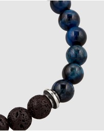 Kuzzoi - ICONIC EXCLUSIVE - Bracelet Men Tigers Eye Lava Beads 925 Sterling Silver