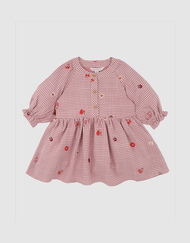 Fox & Finch - Orchard Bloom Emb. Check Dress - Babies