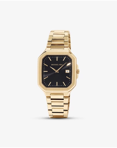 Michael Hill - Men's Quartz Watch with Black Dial in Gold Tone Stainless Steel
