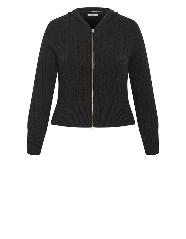 City Chic - Kayla Hooded Zip Through Knit Cardigan