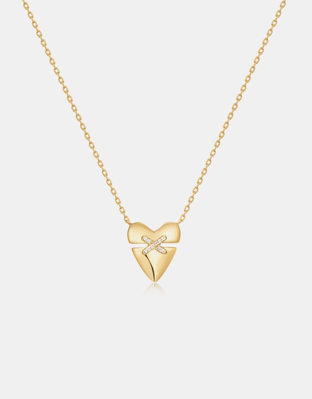 Ania Haie - Gold Heart Kiss Pave Necklace
