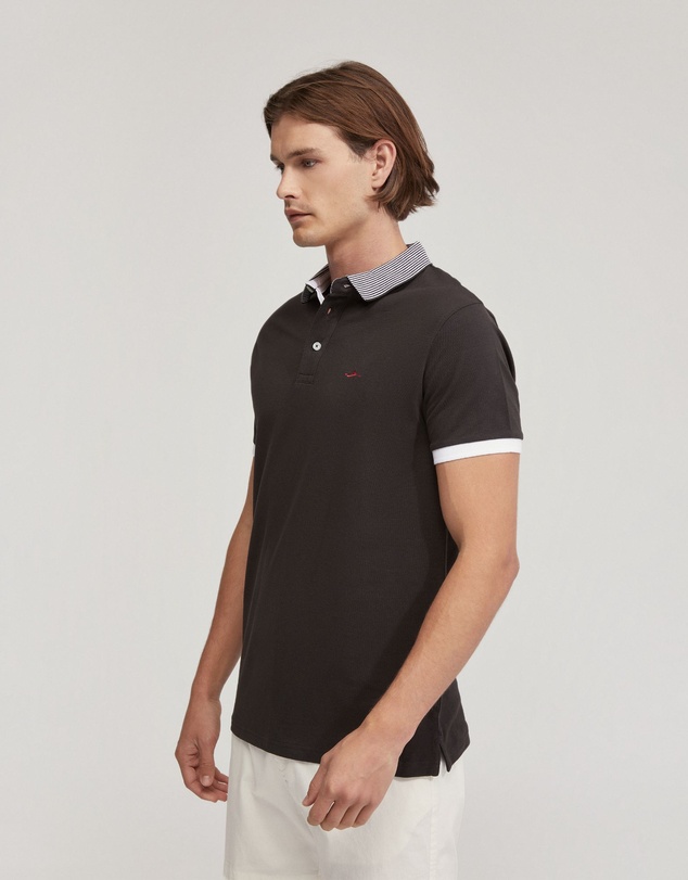 Oxford - Dylan Striped Collar Pique Polo