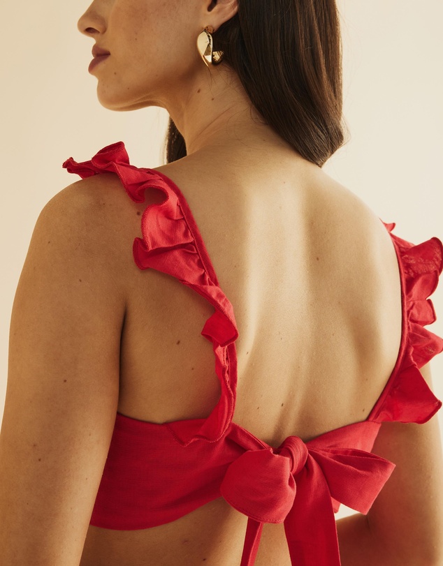 Atmos&Here - Solina Ruffle Shoulder Midi Dress