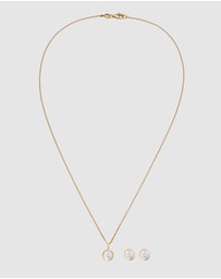 Elli Jewelry - Jewelry Set Moonstone 925 Sterling Silver Gold-Plated