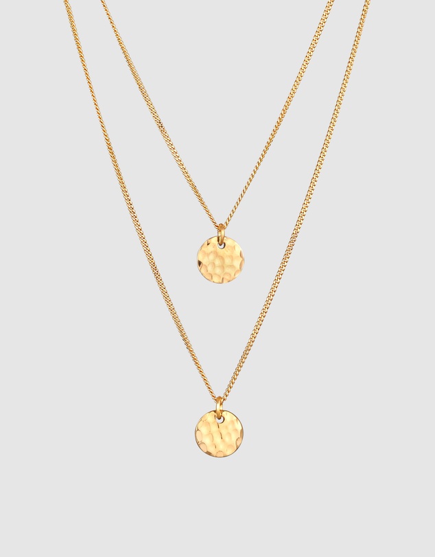 Elli Jewelry - Hammered Platelet Layer Necklace in Gold-Plated 925 Silver