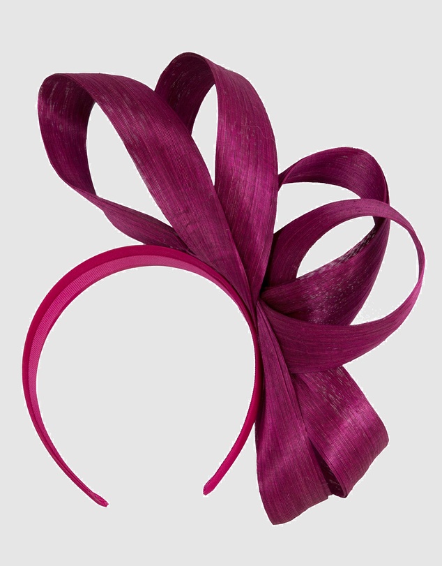 Fillies Collection - Wine Silk Abaca Loops Racing Fascinator