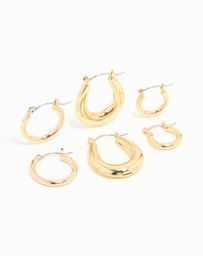 Lovisa - Gold Plated Oval Hoops 3-Pack