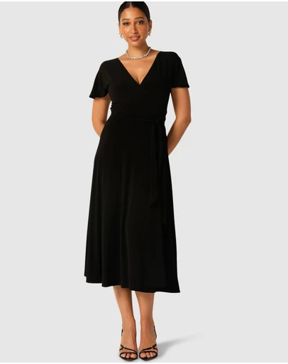 SACHA DRAKE - Flute Sleeve Reverse Wrap Dress