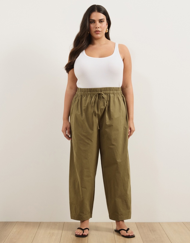 Atmos&Here Curvy - Sienna Cotton Barrel Leg Pants