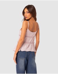 EDIKTED - Juniper Tie Front Ruffled Top