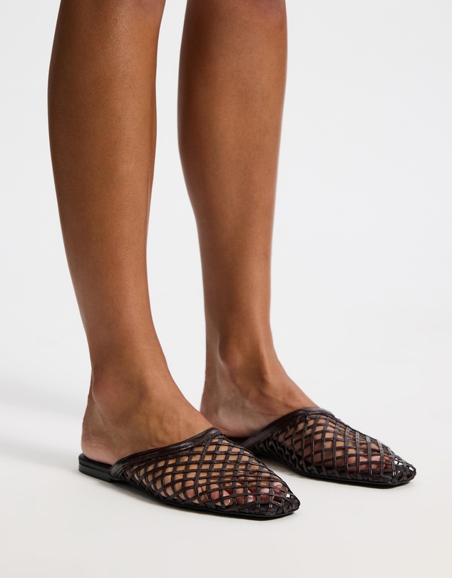 AERE - Woven Leather Slip on Mule