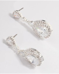 Lovisa - Silver Plated Cubic Zirconia Marquise Drop Earrings