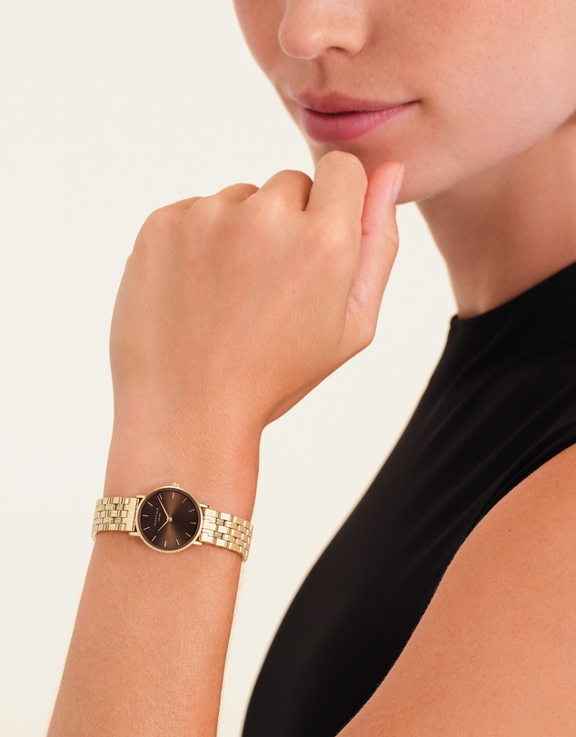Rosefield - Small Edit Chocolate Brown Dial Gold-Tone Bracelet Watch