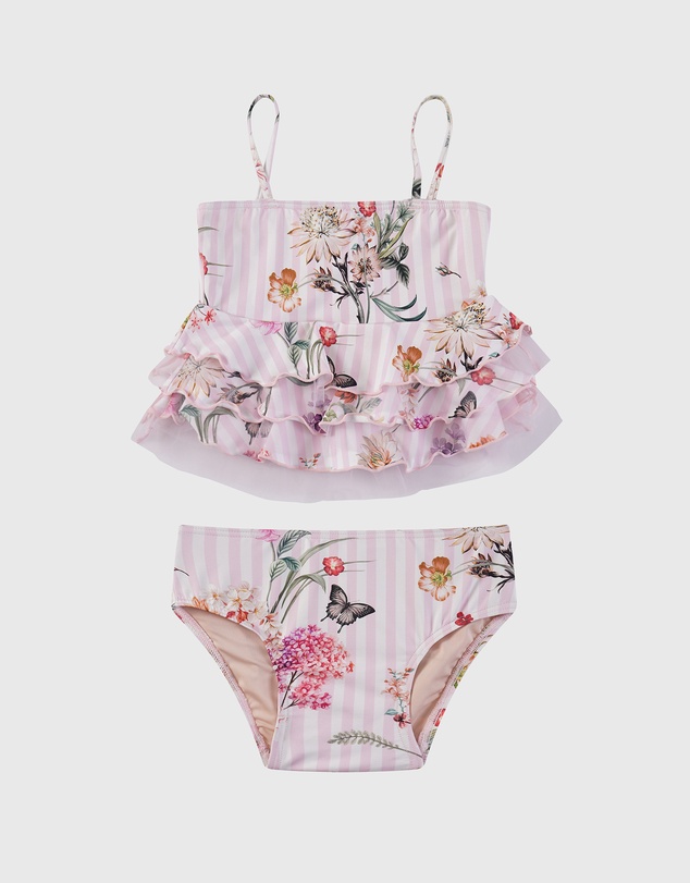 Aqua Blu Kids - Flutter Tiered Frill Tankini Set - Babies