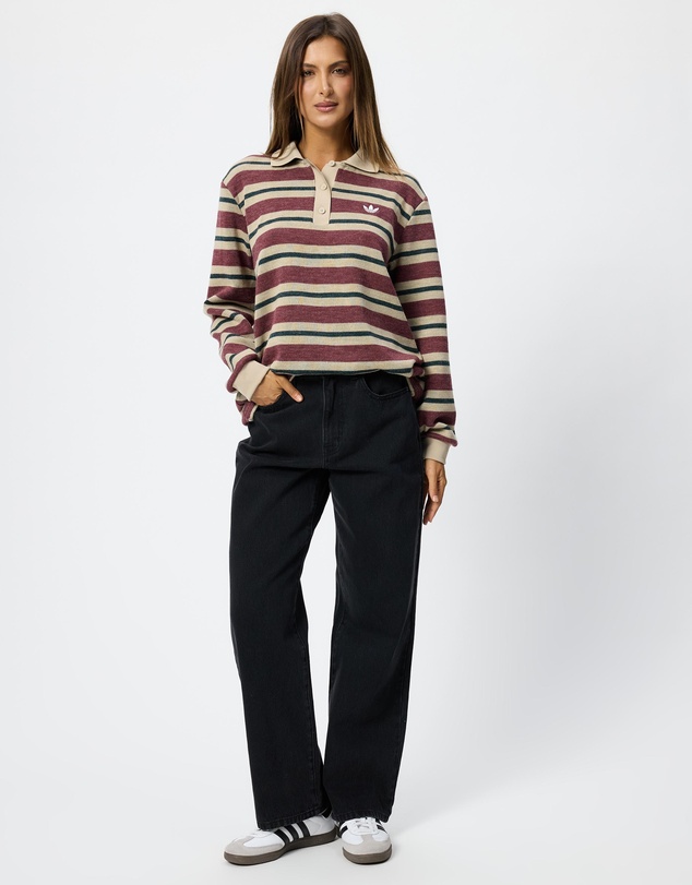 adidas Originals - Striped Knitted Polo Top