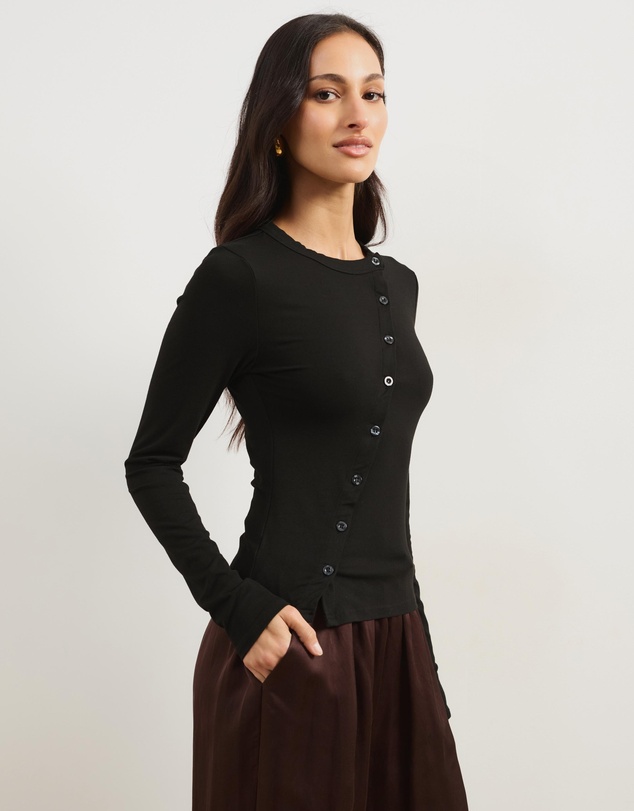 Atmos&Here - Tilly Asymmetrical Button Through Jersey Top