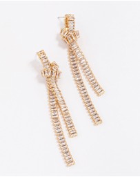 Lovisa - Gold Plated Cubic Zirconia Baguette Knotted Drop Earrings
