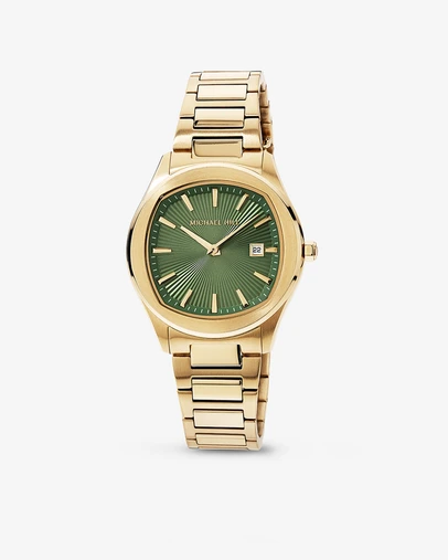 Michael Hill - Quartz Watch in Gold Tone with Sunray-Patterned Green Dial