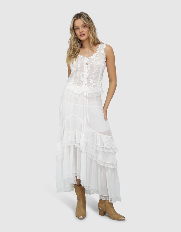 Belle & Bloom - Wanderlace Ruffle Maxi Skirt