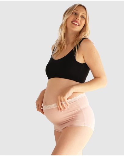 Angel Maternity - Gracie  Maternity Underwear in Bamboo in Shell Pink