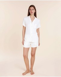 Gingerlilly - Lyon Ribbed Short Sleeve Button Up Top