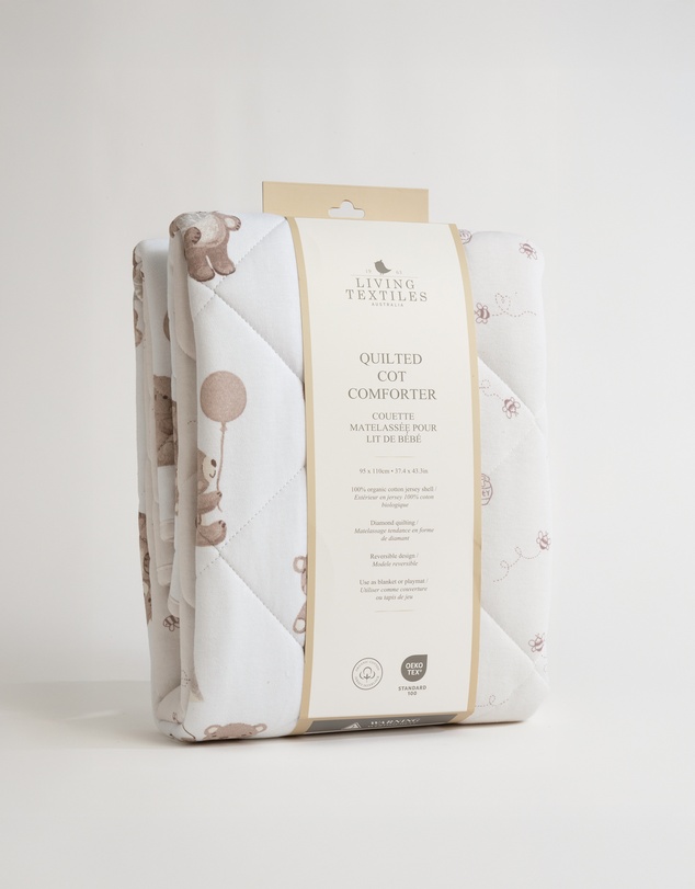Living Textiles - Reversible Quilted Cot Comforter - Cuddly Bear