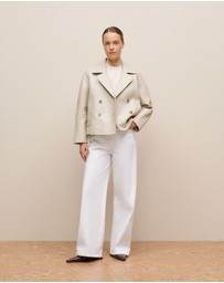 Trenery - Cotton Modal Interlock T-shirt in Stone