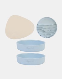 Lilly + Dash - Cat Eat and Drink Set – 2 Bowls + Lick Insert + Sand Placemat