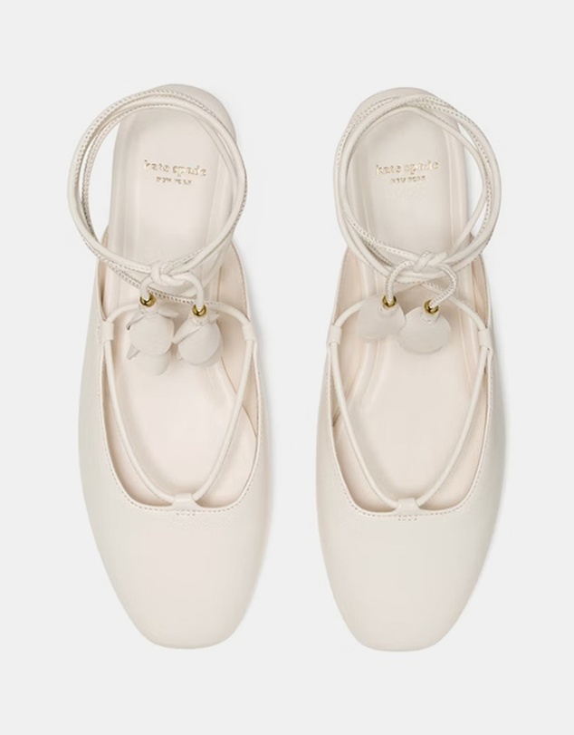 Kate Spade - Eloise Floral Smooth Leather Ankle Wrap Mule Flats
