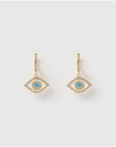 Izoa - Evil Eye Huggie Earrings