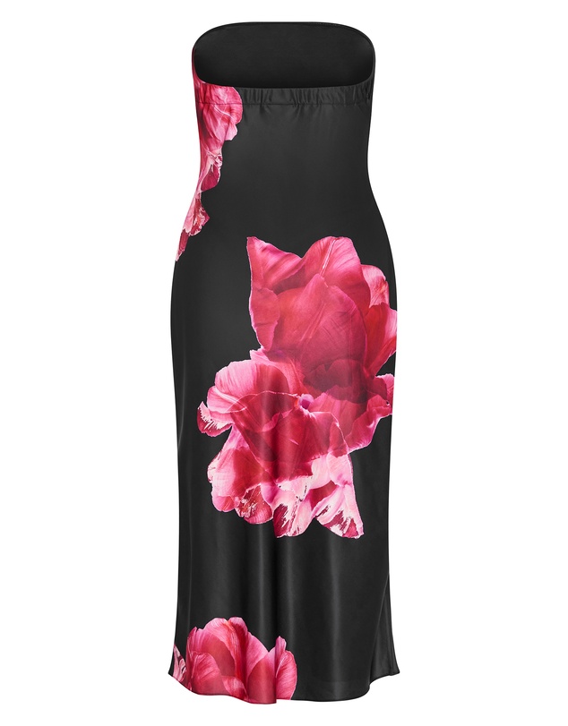 City Chic - Plus size Amari Fleur Print Slip Dress - black