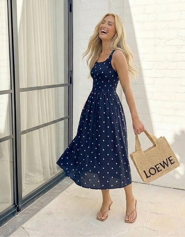 Esther & Co - Torrance Dress - Navy Spot